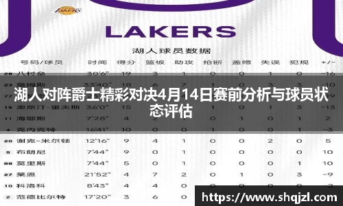 湖人对阵爵士精彩对决4月14日赛前分析与球员状态评估